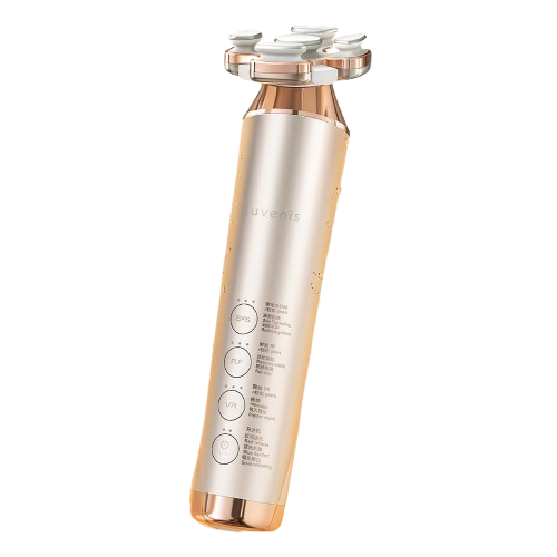 Beauty device with rose gold accents on a white background
