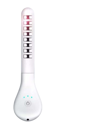 White electronic device with colorful display on a white background